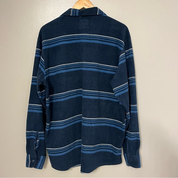 Wrangler Authentic Mens Long Sleeve Blue White Striped Flannel Button Up L - Picture 5 of 12